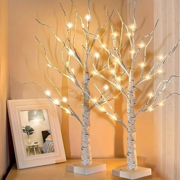 2 Pak Birch Tree Lamp Decor Christmas Lights - USB or Battery -Warm White - 2FT - Picture 7 of 8